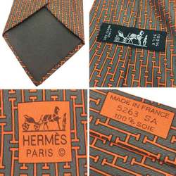 Hermes HERMES Necktie Silk Twill Tie H Pattern 005263T Etoupe x Orange Men's