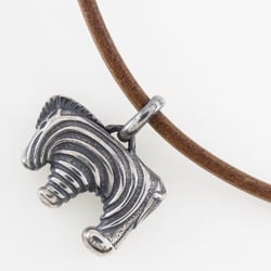 Hermes Zebra Choker, x Leather, Silver/Brown, Approx. 46g, Zebra, Unisex