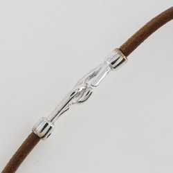 Hermes Zebra Choker, x Leather, Silver/Brown, Approx. 46g, Zebra, Unisex