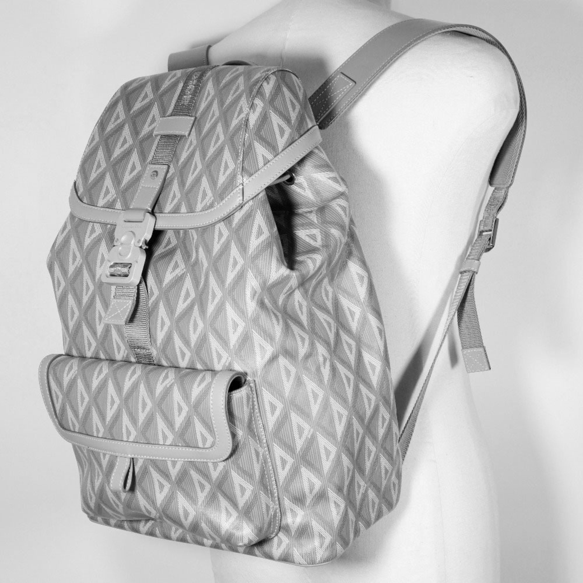 Christian Dior HIT THE ROAD Backpack Daypack 1ESBA021CDP PVC Gray Flap Men's