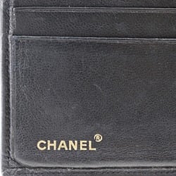 CHANEL Bicolor Bi-fold Wallet Billfold Lambskin 1985 Black Bicolole Women's