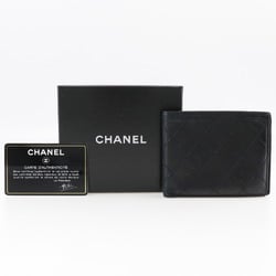 CHANEL Bicolor Bi-fold Wallet Billfold Lambskin 1985 Black Bicolole Women's