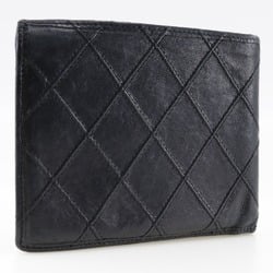 CHANEL Bicolor Bi-fold Wallet Billfold Lambskin 1985 Black Bicolole Women's