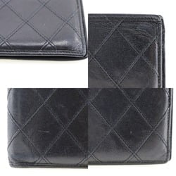 CHANEL Bicolor Bi-fold Wallet Billfold Lambskin 1985 Black Bicolole Women's