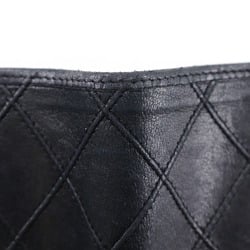 CHANEL Bicolor Bi-fold Wallet Billfold Lambskin 1985 Black Bicolole Women's