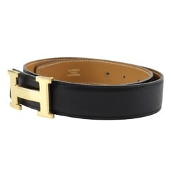 HERMES H Belt Constance Reversible Box Calf 1997 Black / □A Women's