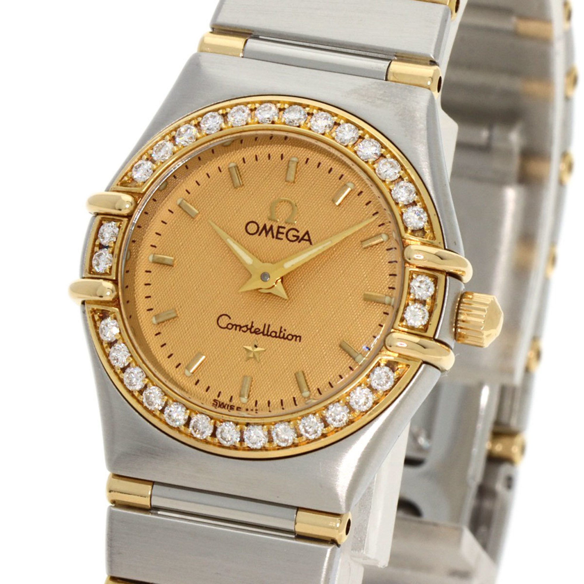 OMEGA 1367.10 Constellation Bezel Diamond Watch Stainless Steel SSxK18YG Ladies