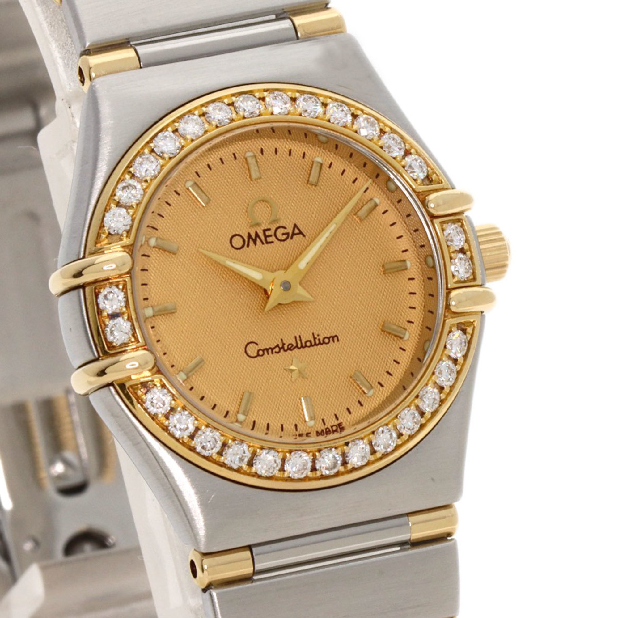 OMEGA 1367.10 Constellation Bezel Diamond Watch Stainless Steel SSxK18YG Ladies