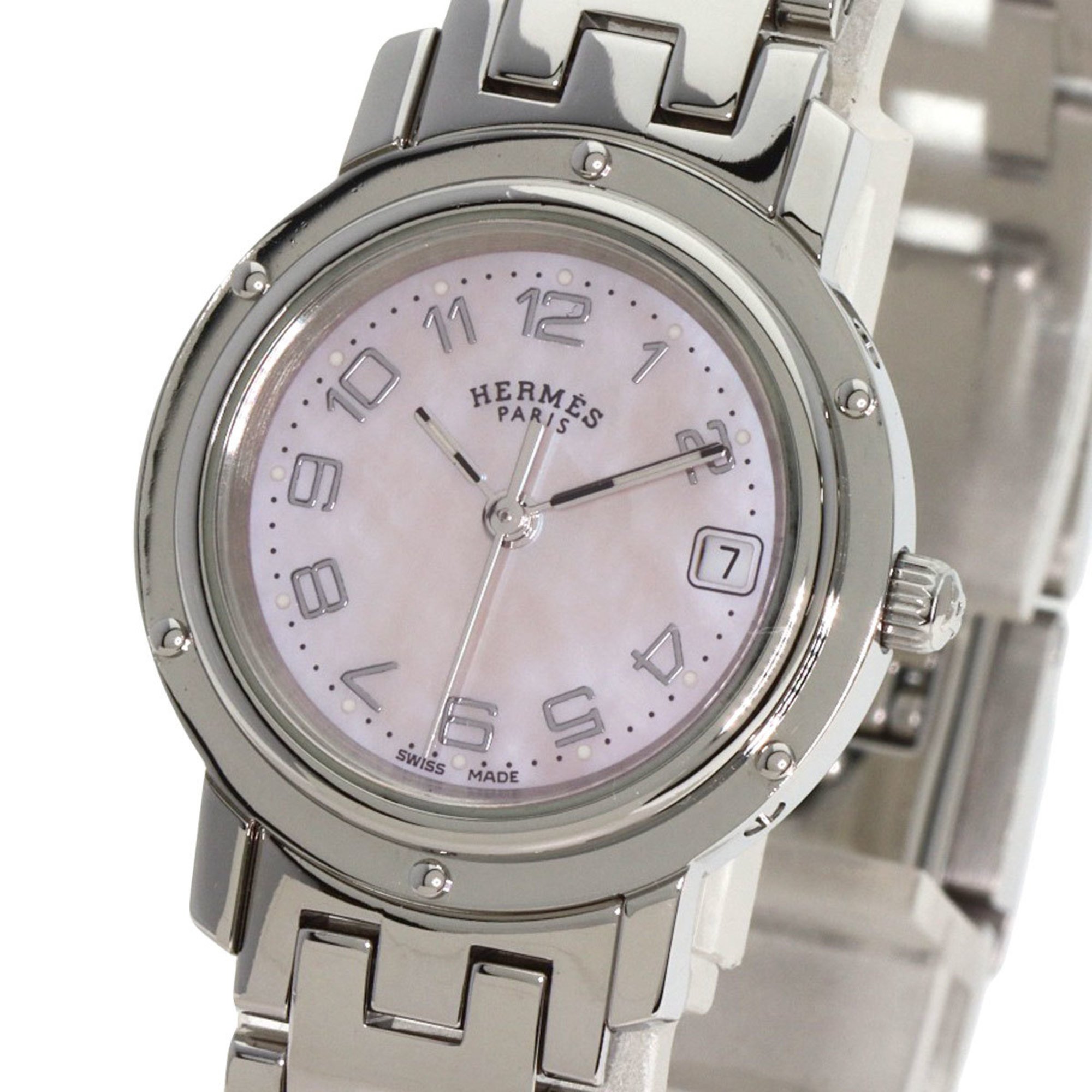 Hermes CL4.210 Clipper Nacle New Buckle Watch Stainless Steel SS Ladies HERMES