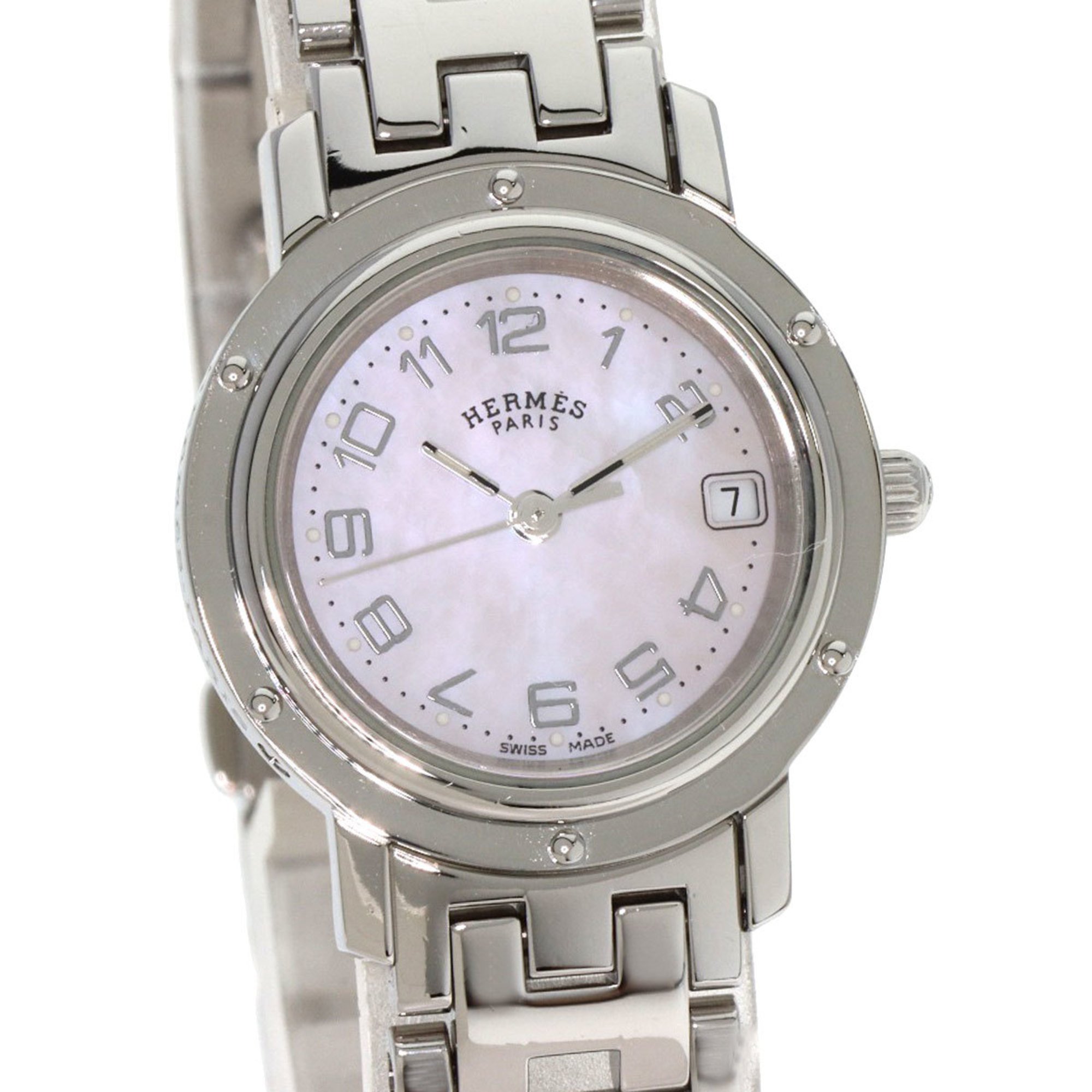 Hermes CL4.210 Clipper Nacle New Buckle Watch Stainless Steel SS Ladies HERMES