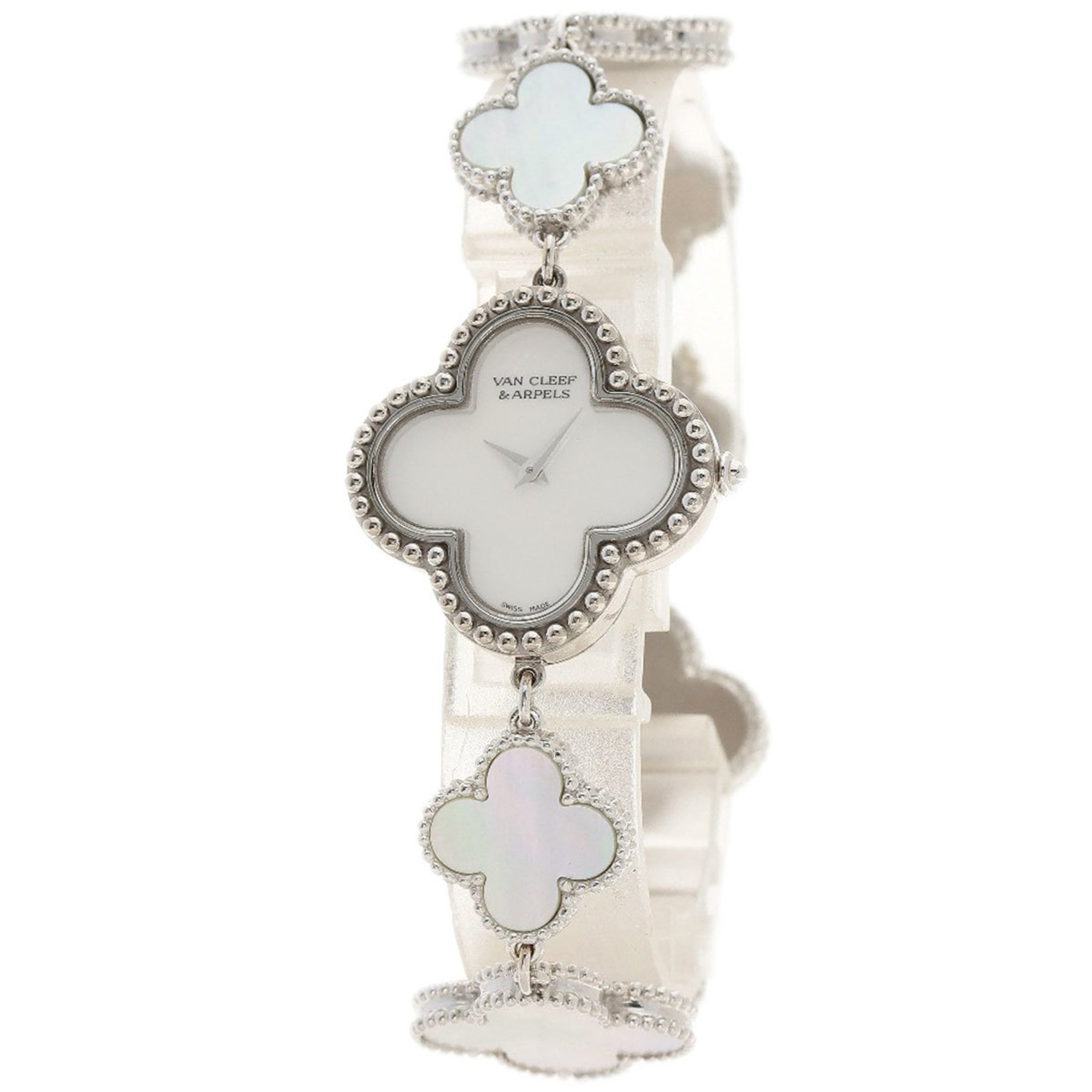 Van Cleef & Arpels VCARO40S00 Alhambra Small Model Mother of Pearl Watch K18 White Gold K18WGxShell Women's