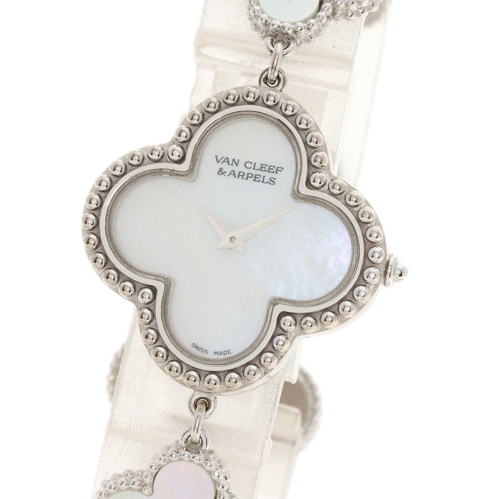 Van Cleef & Arpels VCARO40S00 Alhambra Small Model Mother of Pearl Watch K18 White Gold K18WGxShell Women's