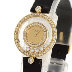 Chopard 20 3957 Happy Diamonds Watch, 18K Yellow Gold, Leather, Diamonds, Women's