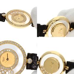 Chopard 20 3957 Happy Diamonds Watch, 18K Yellow Gold, Leather, Diamonds, Women's