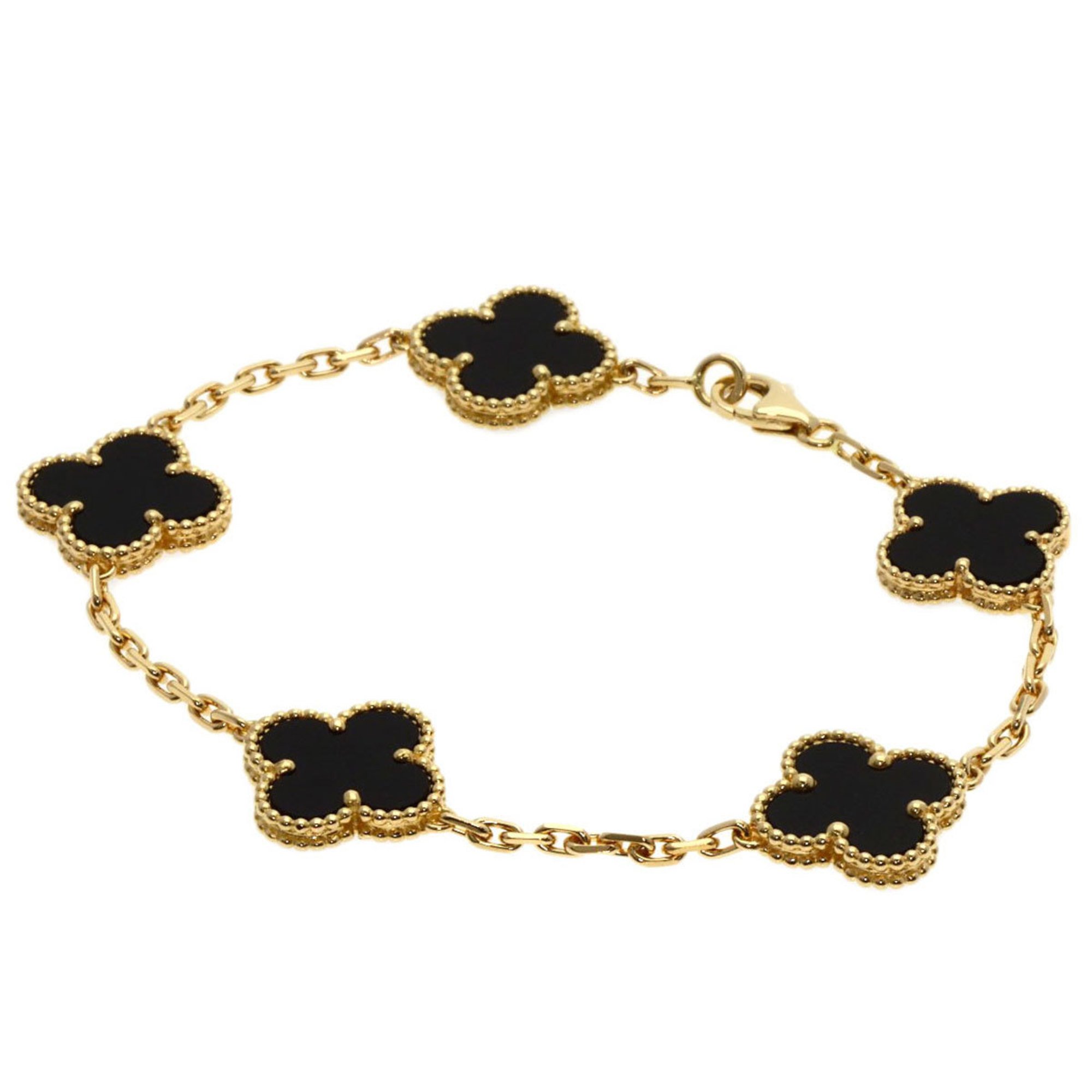 Van Cleef & Arpels Alhambra Onyx Bracelet, 18K Yellow Gold, Women's