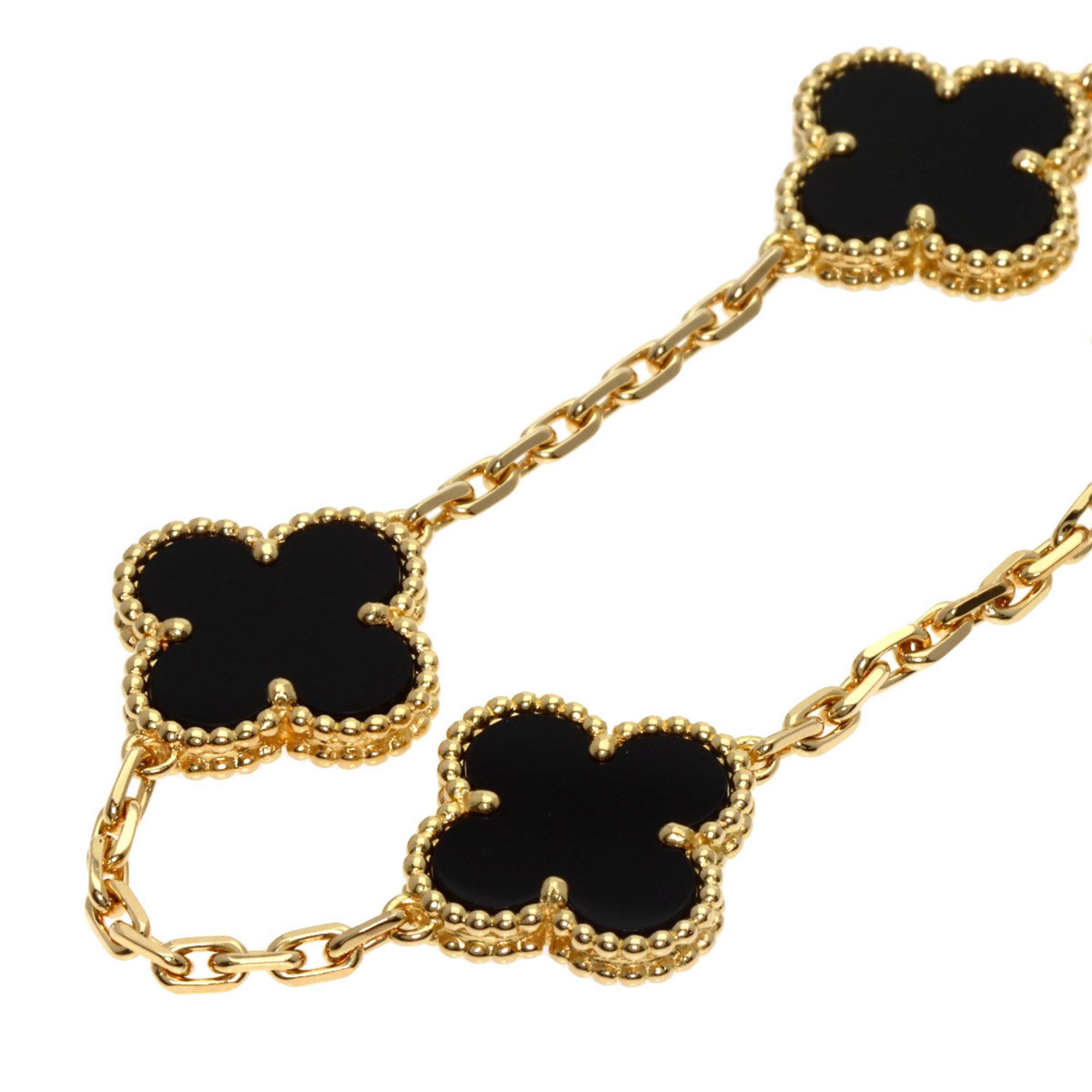 Van Cleef & Arpels Alhambra Onyx Bracelet, 18K Yellow Gold, Women's