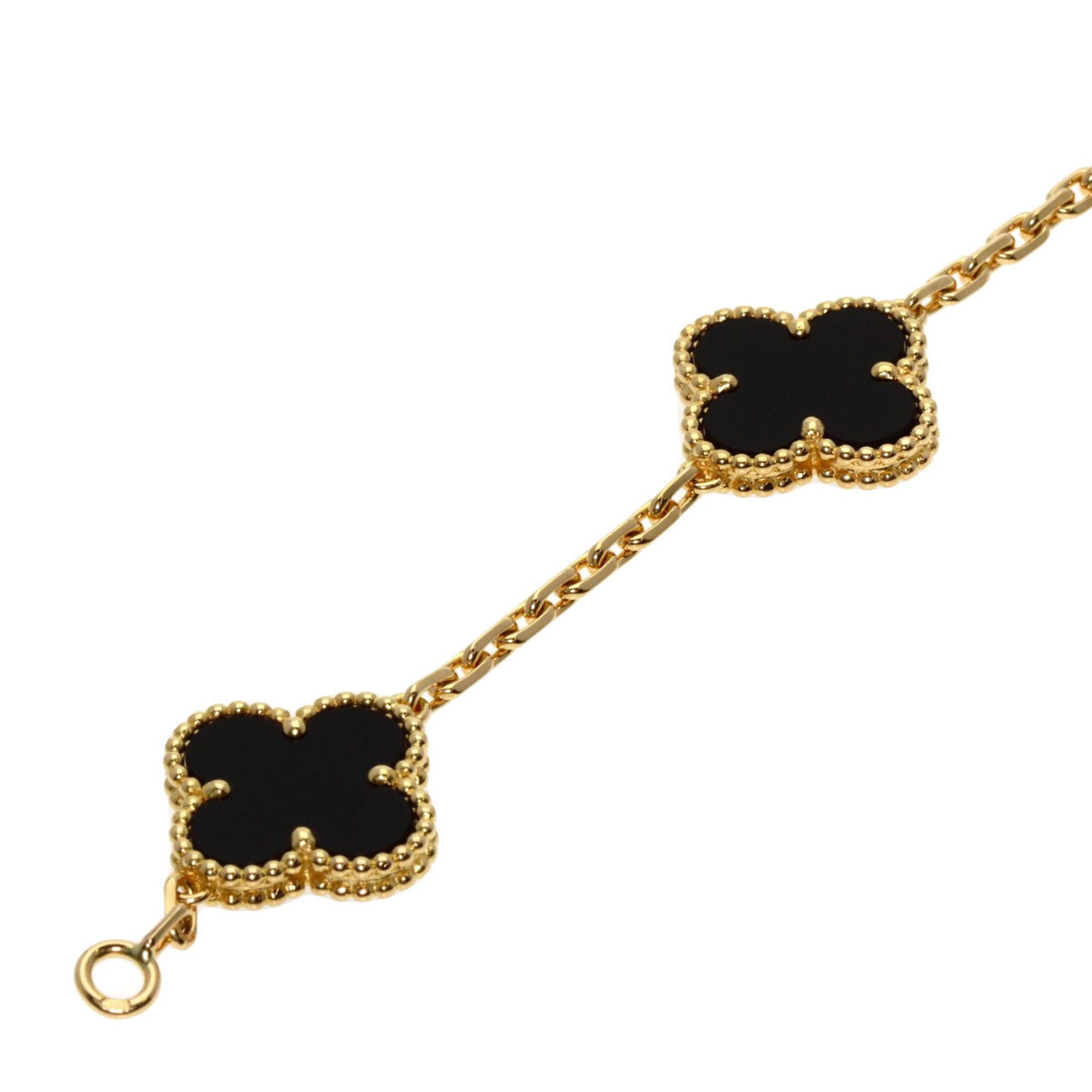 Van Cleef & Arpels Alhambra Onyx Bracelet, 18K Yellow Gold, Women's