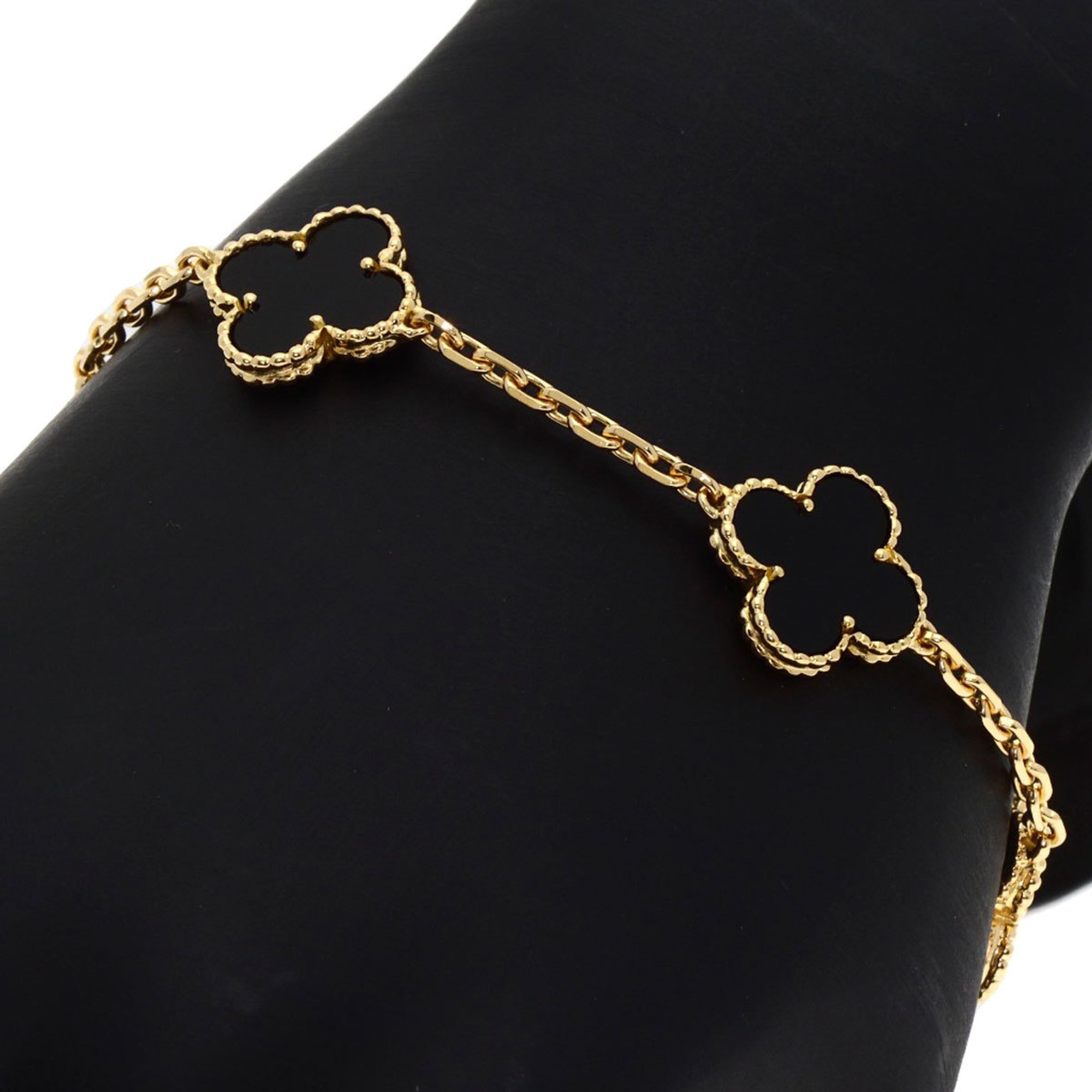 Van Cleef & Arpels Alhambra Onyx Bracelet, 18K Yellow Gold, Women's