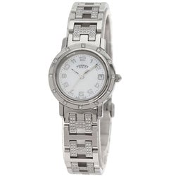 Hermes CL4.230 Clipper Nacle Diamond Watch Stainless Steel SSxDiamond Ladies HERMES