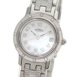 Hermes CL4.230 Clipper Nacle Diamond Watch Stainless Steel SSxDiamond Ladies HERMES