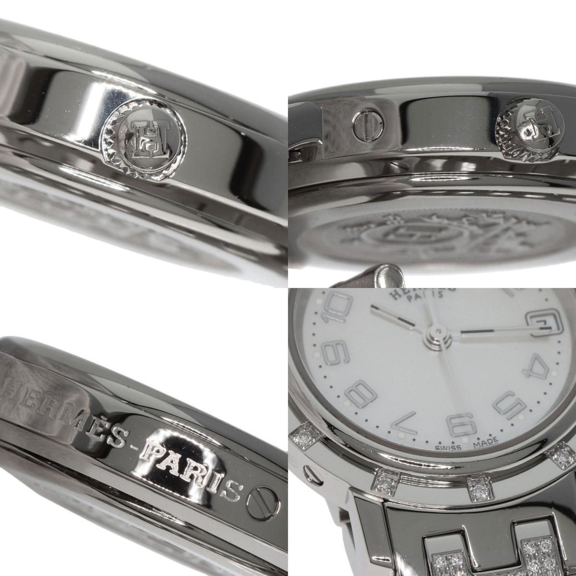 Hermes CL4.230 Clipper Nacle Diamond Watch Stainless Steel SSxDiamond Ladies HERMES