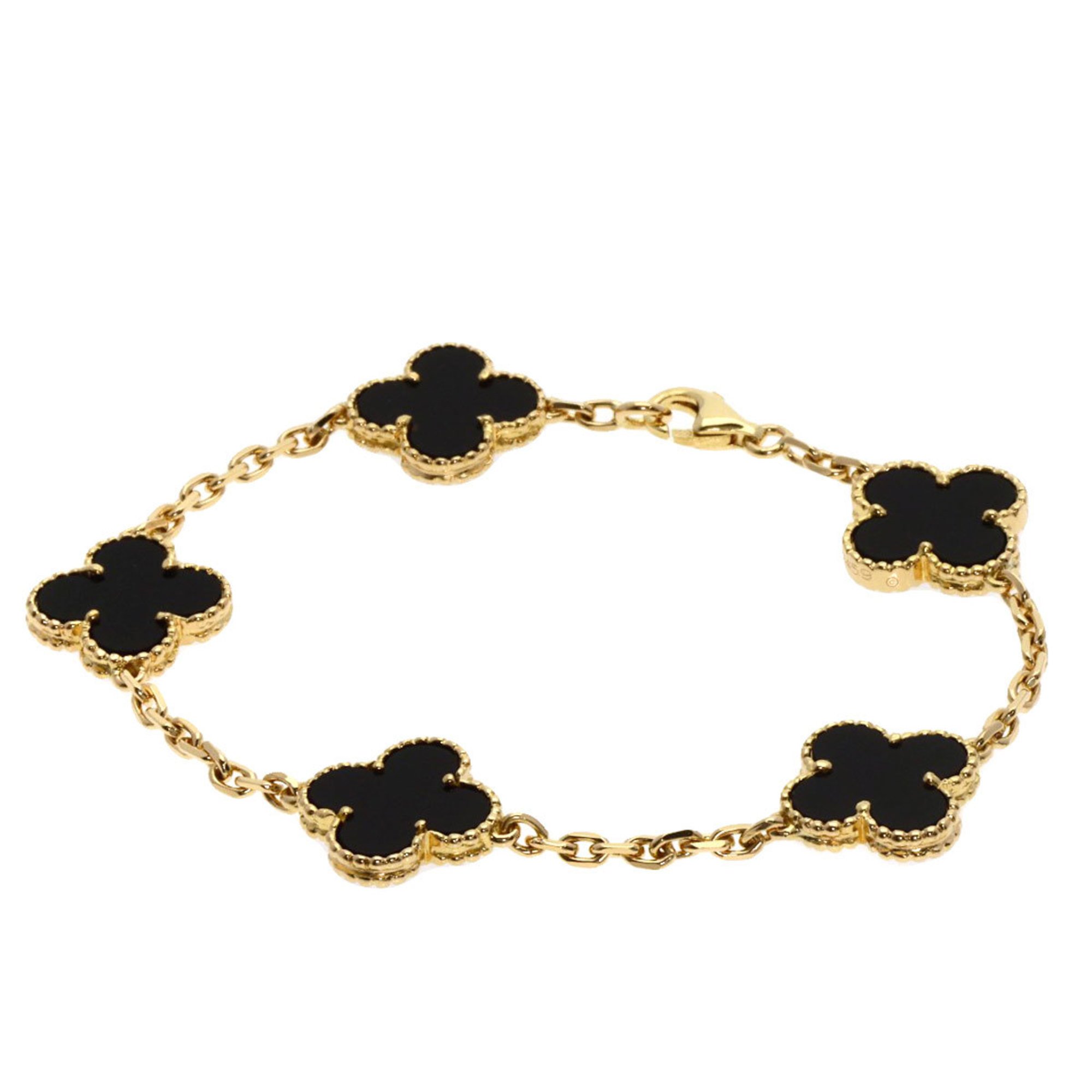 Van Cleef & Arpels Alhambra Onyx Bracelet, 18K Yellow Gold, Women's