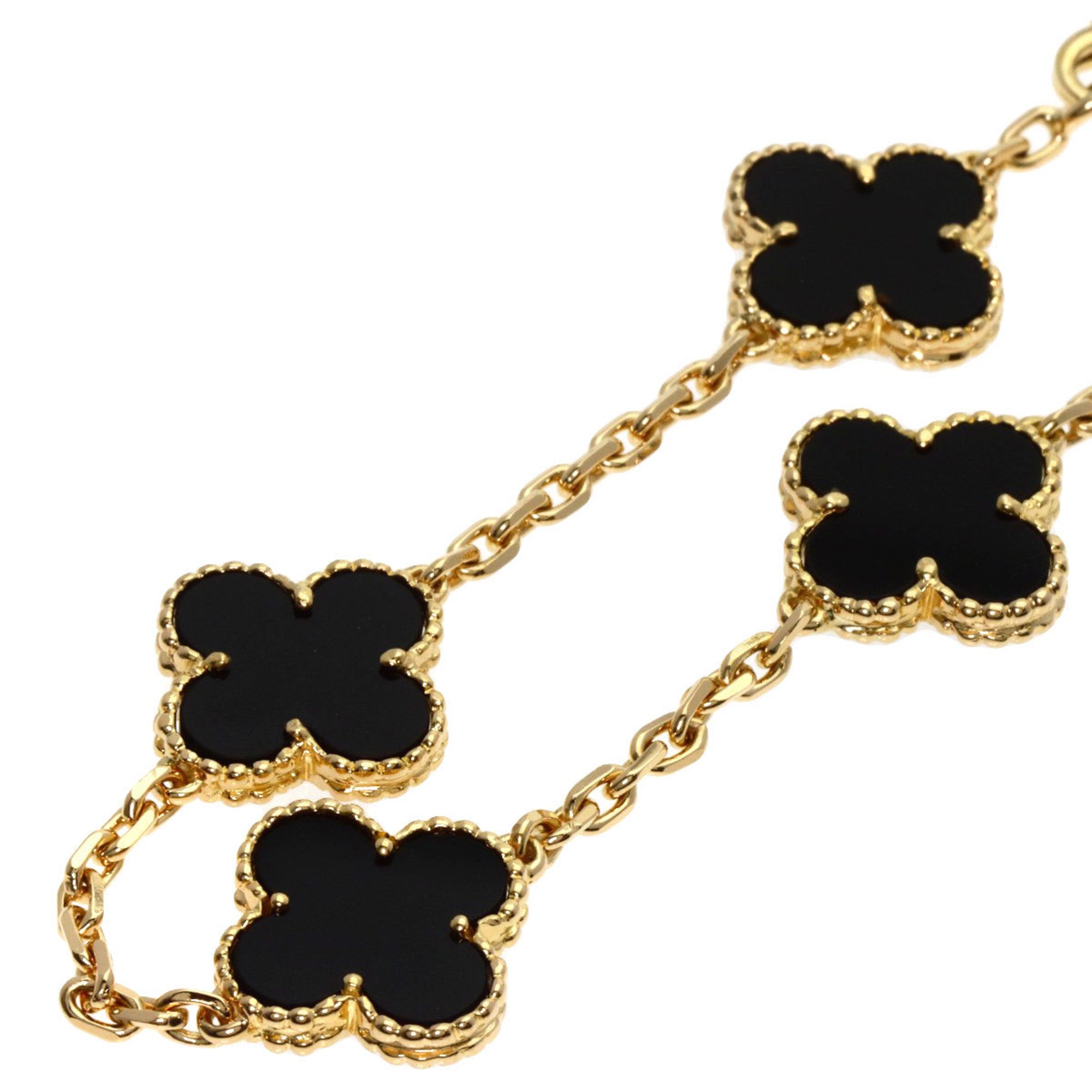 Van Cleef & Arpels Alhambra Onyx Bracelet, 18K Yellow Gold, Women's