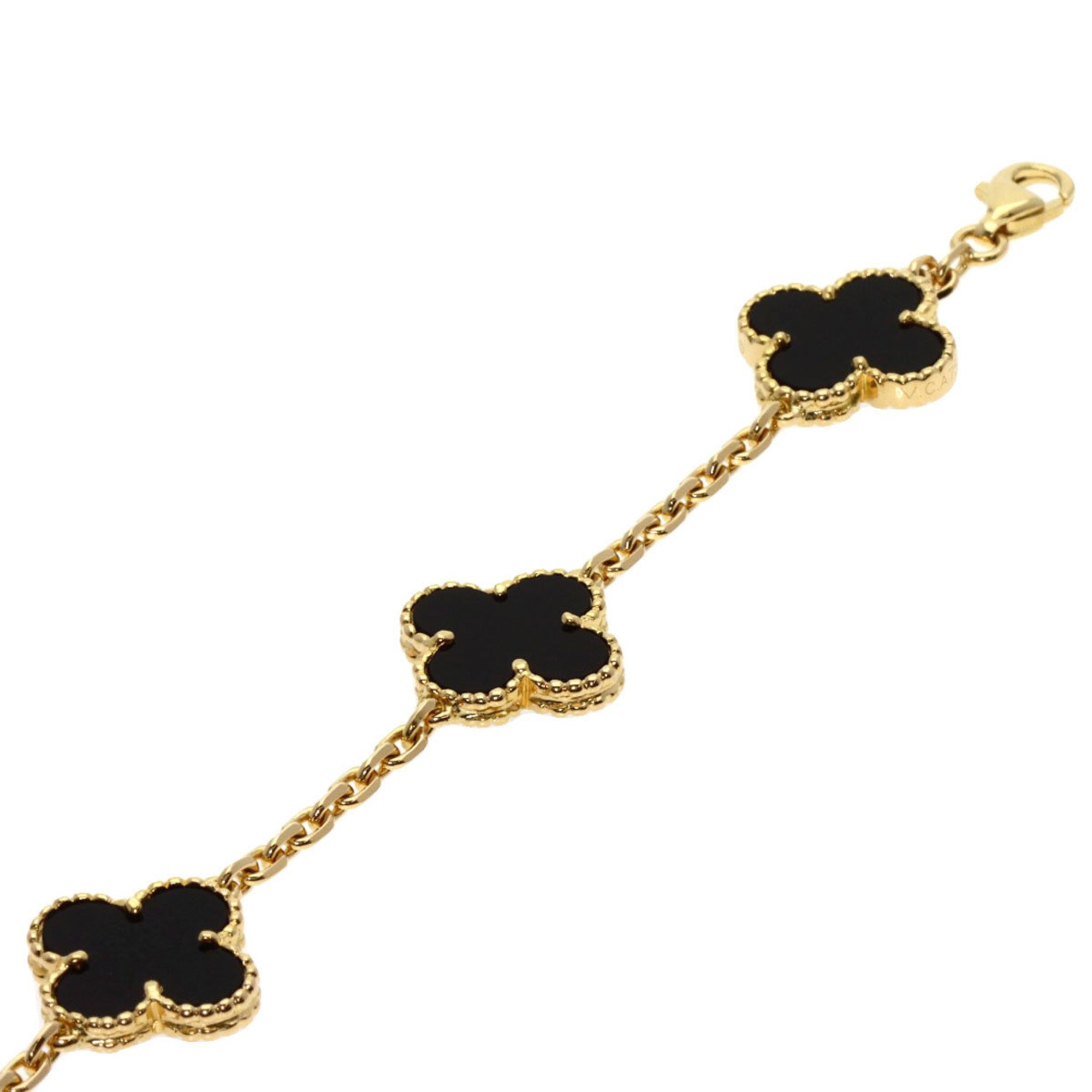 Van Cleef & Arpels Alhambra Onyx Bracelet, 18K Yellow Gold, Women's