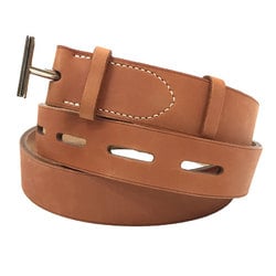 Hermes HERMES Leather Belt Men's Size 100 Tanned Silver Buckle □P