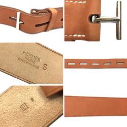 Hermes HERMES Leather Belt Men's Size 100 Tanned Silver Buckle □P