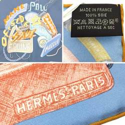 HERMES Scarf Muffler Carre 45 CARRE Gavroche CHEVALOSCOPE NEON Chevaloscope Neon Blue ciel x blue jean caramel 100% silk