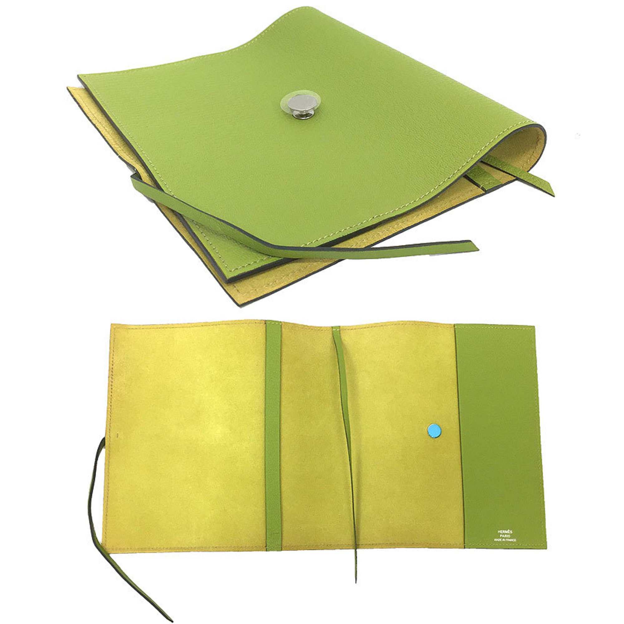 HERMES Hermes Serie Book Cover 037617CK-66 COUVRE-LIVRE HERCOBO I CHEVRE MYSORE Diary Agenda VERT ANIS Light Green Chevre Mysore