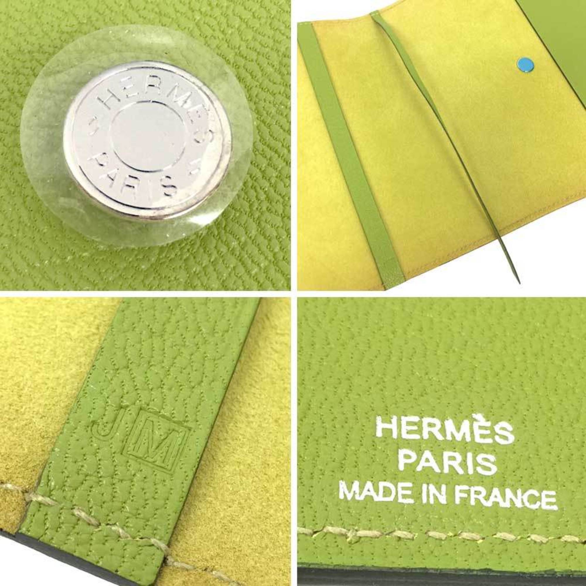 HERMES Hermes Serie Book Cover 037617CK-66 COUVRE-LIVRE HERCOBO I CHEVRE MYSORE Diary Agenda VERT ANIS Light Green Chevre Mysore