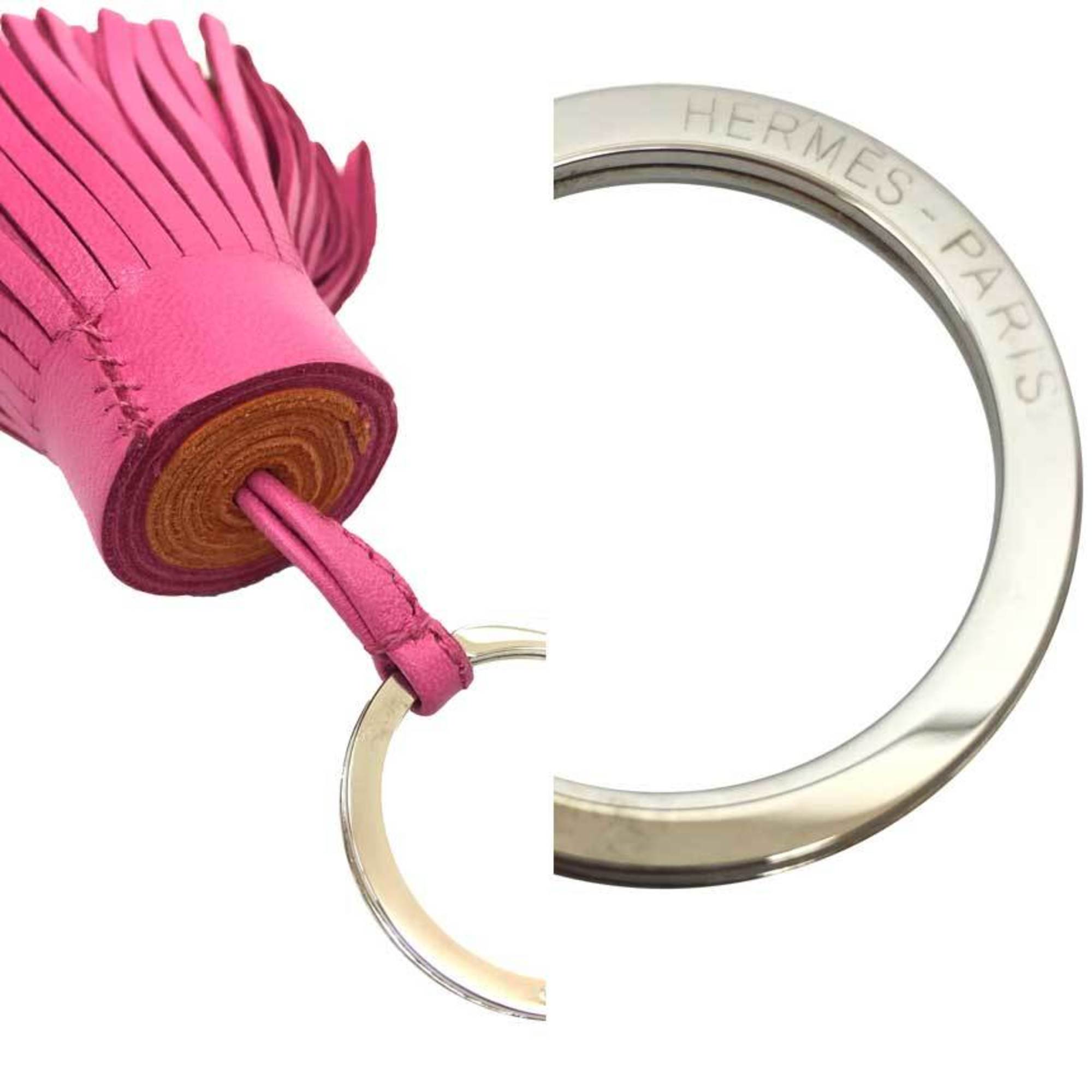 HERMES Carmen Key Ring Holder PORTE -CLES CARMEN BICOLORE AGN EAU MILO Charm Bicolor Pink/Orange