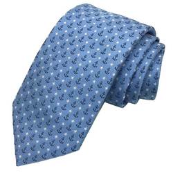 HERMES Tie SOIE LOURDE 7CM STARS MAILLONS 339286T 07 Star Anchor Light Blue CIEL/MARINE/BKANC Men's