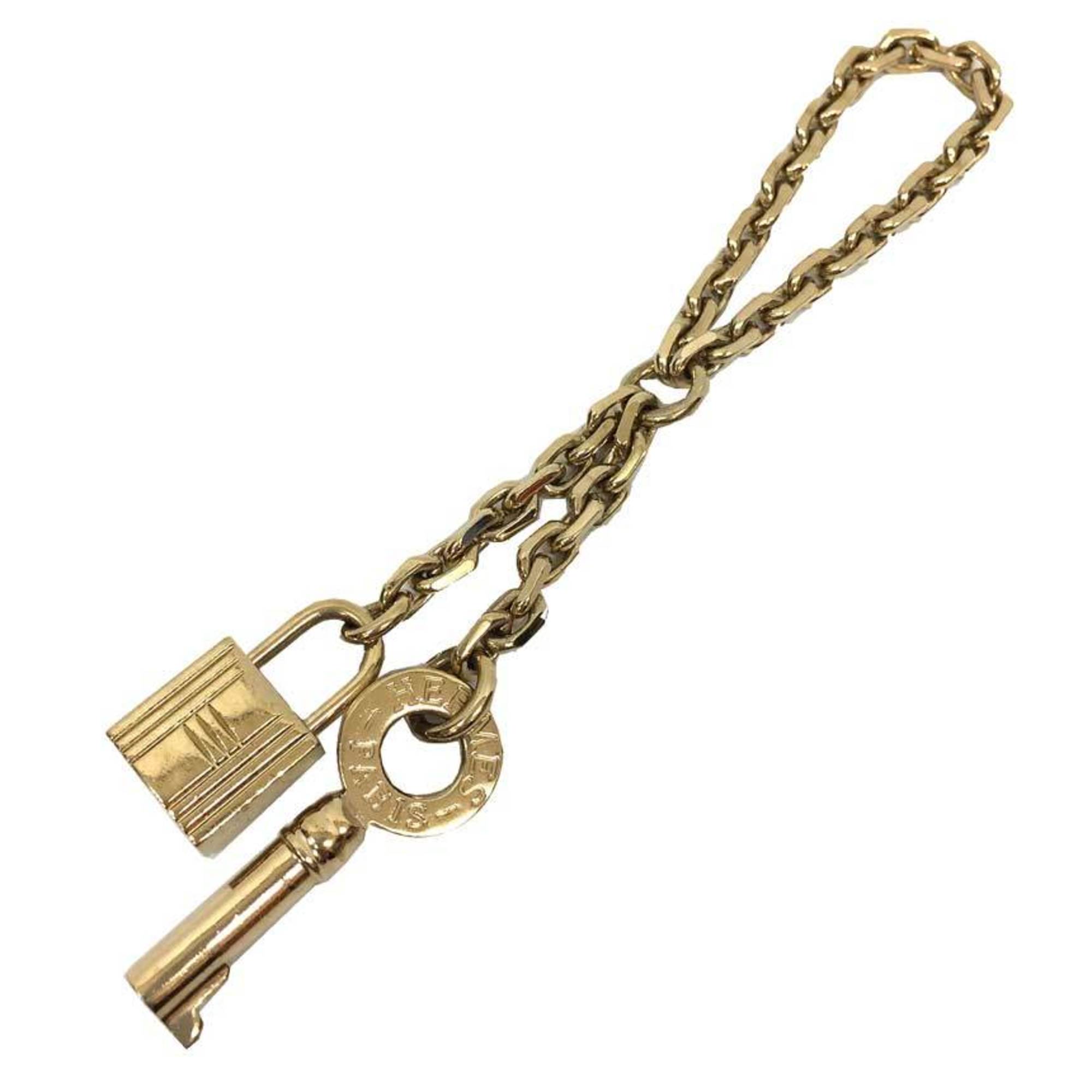 Hermes Padlock & Key Scarf Ring Chain Gold