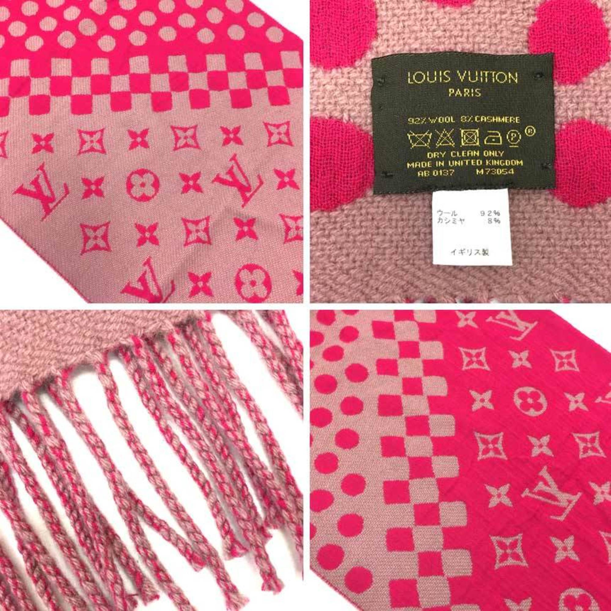 LOUIS VUITTON Louis Vuitton Monogram Dot Scarf M73054 Stole Pink Wool Small