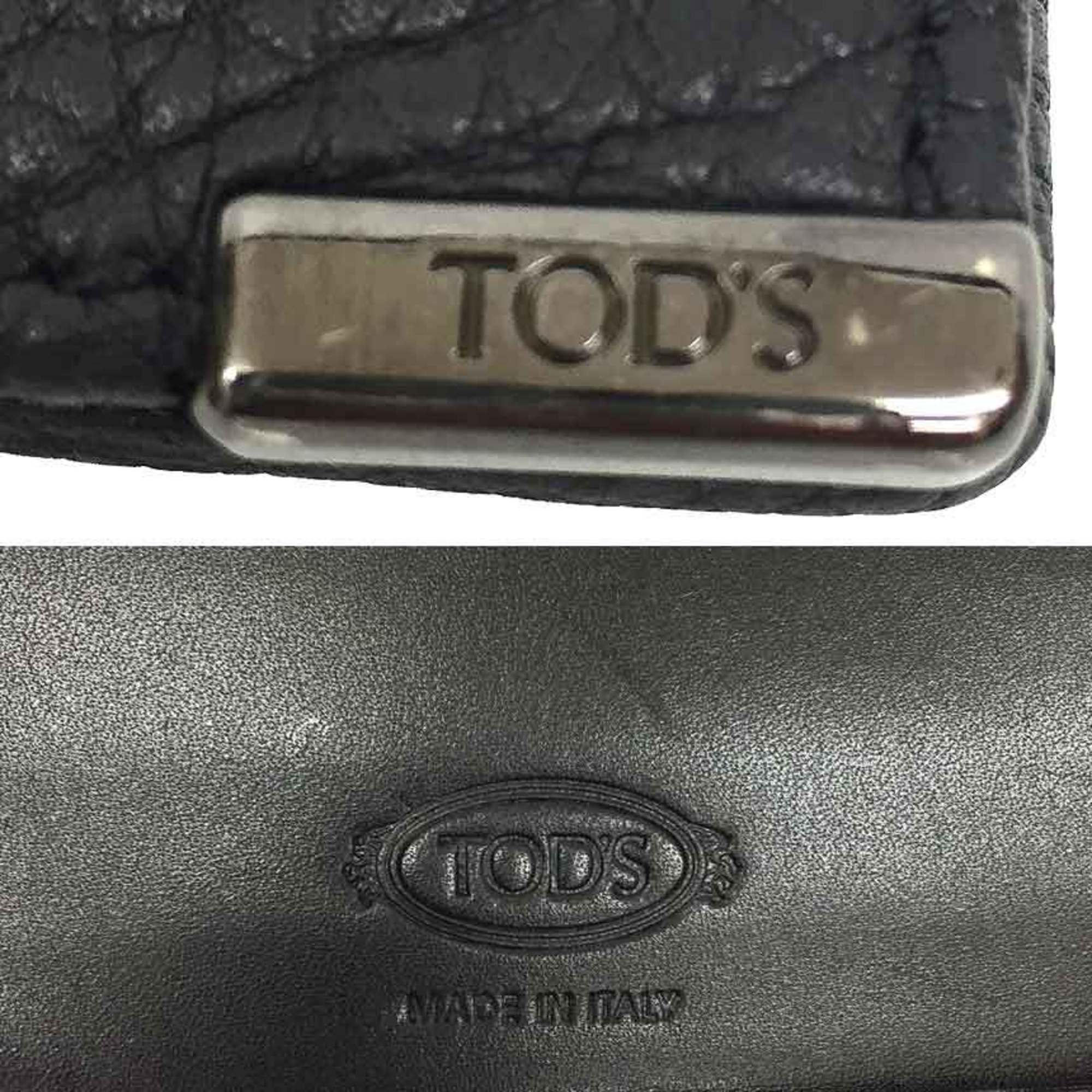 TOD'S Men's Folding Wallet with Coin Purse Leather Black