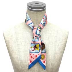 HERMES Twilly Scarf Muffler STORY 063875S 05 2023 CS/ROSE/BLEU/JAUNE 100% Silk Hermes