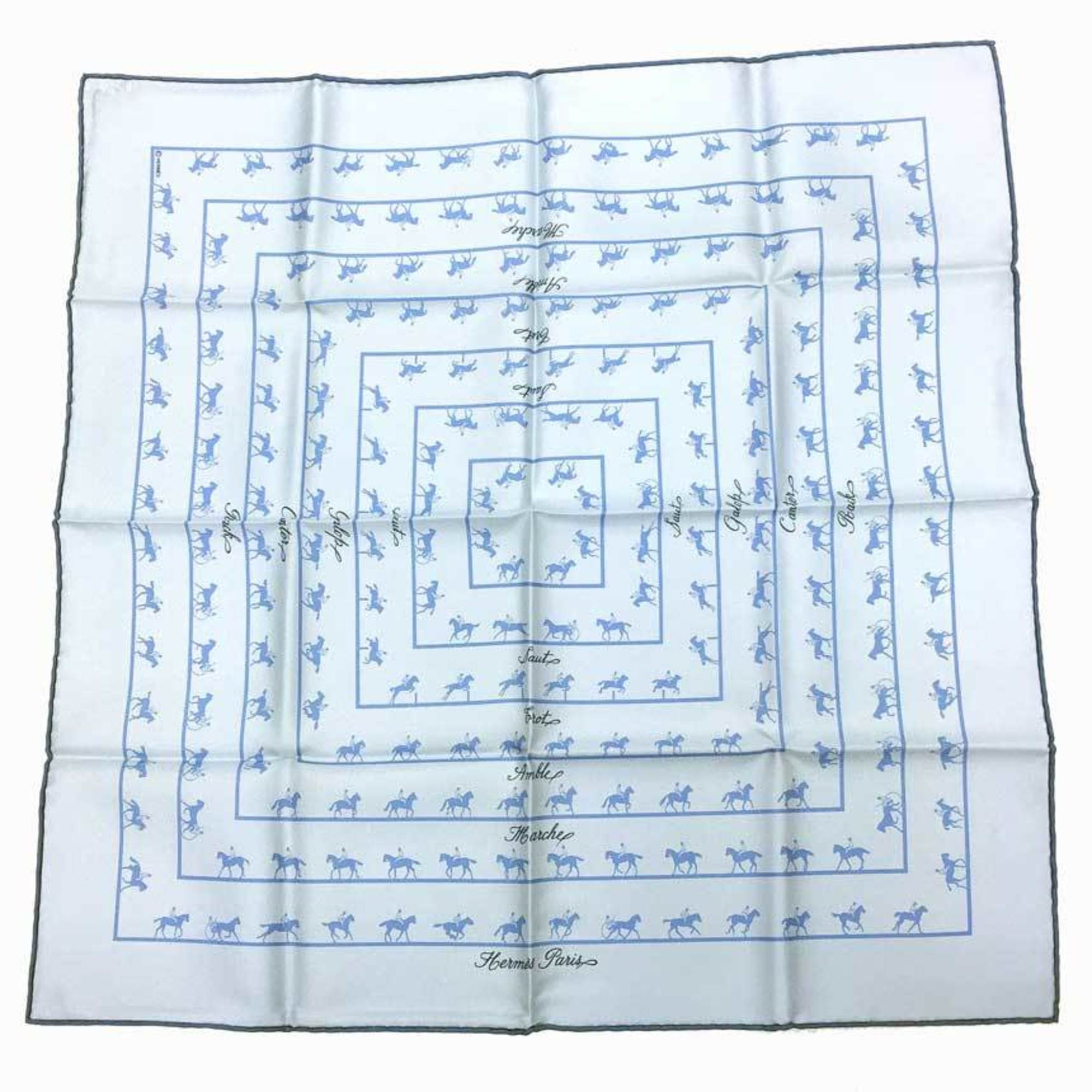 HERMES Hermes Carre 42 45 Scarf Muffler Le ALLURE Allure Horse pattern Light blue 100% silk Silk scarf