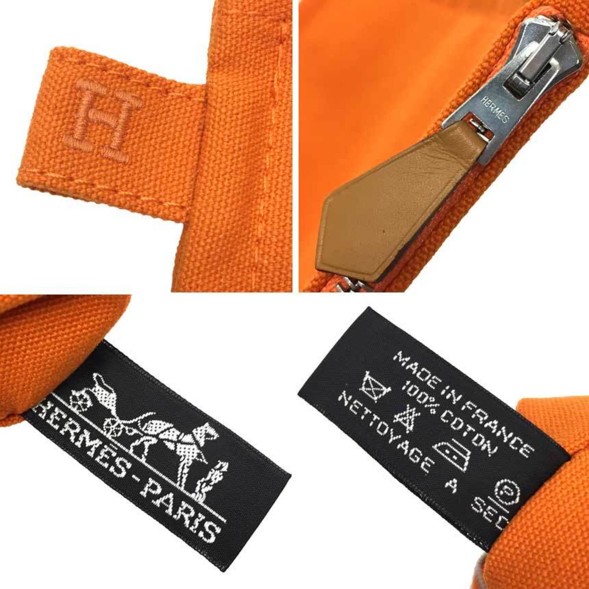 Hermes HERMES Bora Pouch 3-Piece Set TROUSSES FLAT BORA PAR 3 TOILE 100977M-03 Flat Clutch Bag Cotton Canvas KUMQUANT Orange