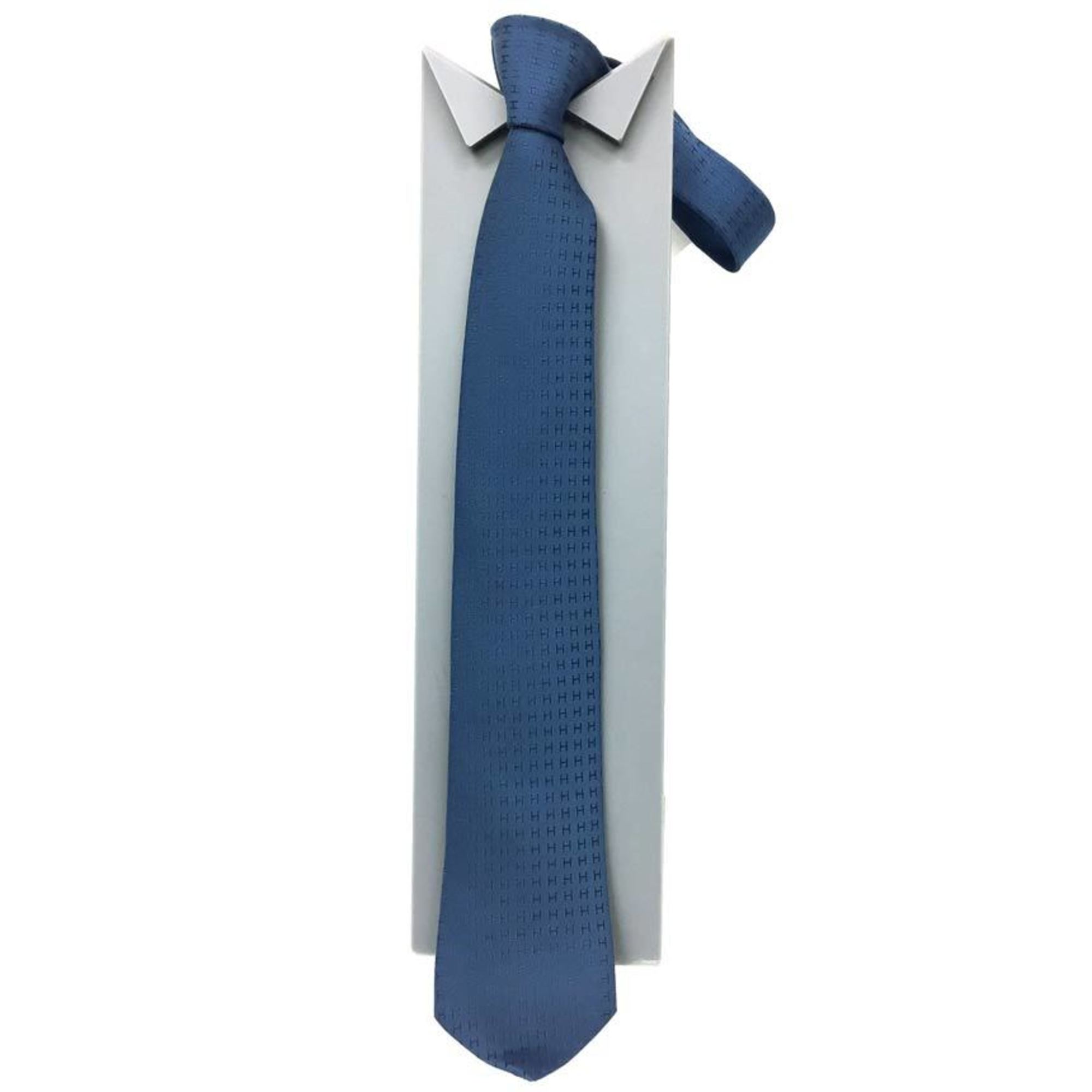 Hermes HERMES Tie H 100% Silk CRAVATE FACONNEE Pattern 030289T 14 OCEAN Navy Narrow Men's