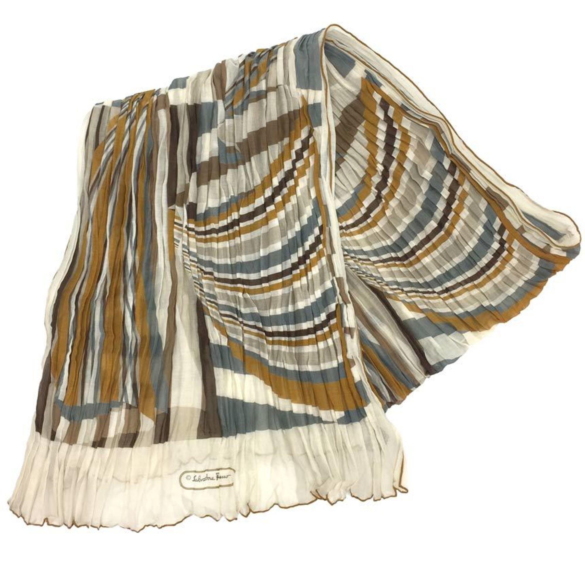 Salvatore Ferragamo, Stole, Shawl, Pleated, Cotton, Silk, Women's, Small, aq10627