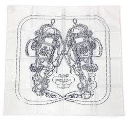 HERMES Scarf Muffler Carre 70 CARRE70 BRODERIE ANG BRIDES DE GALA FINESS 983529S 25 100% Silk Embroidery BLANC/NOIR White Black Ceremonial Bridle