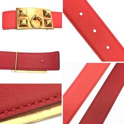 Hermes HERMES Leather Belt for Women Medor Collier de Chien Reversible Size 80 Coral x Red T Mark Box Calf Epsom