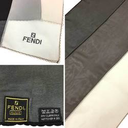 FENDI Long Scarf Silk Black x Brown Stole Fendi