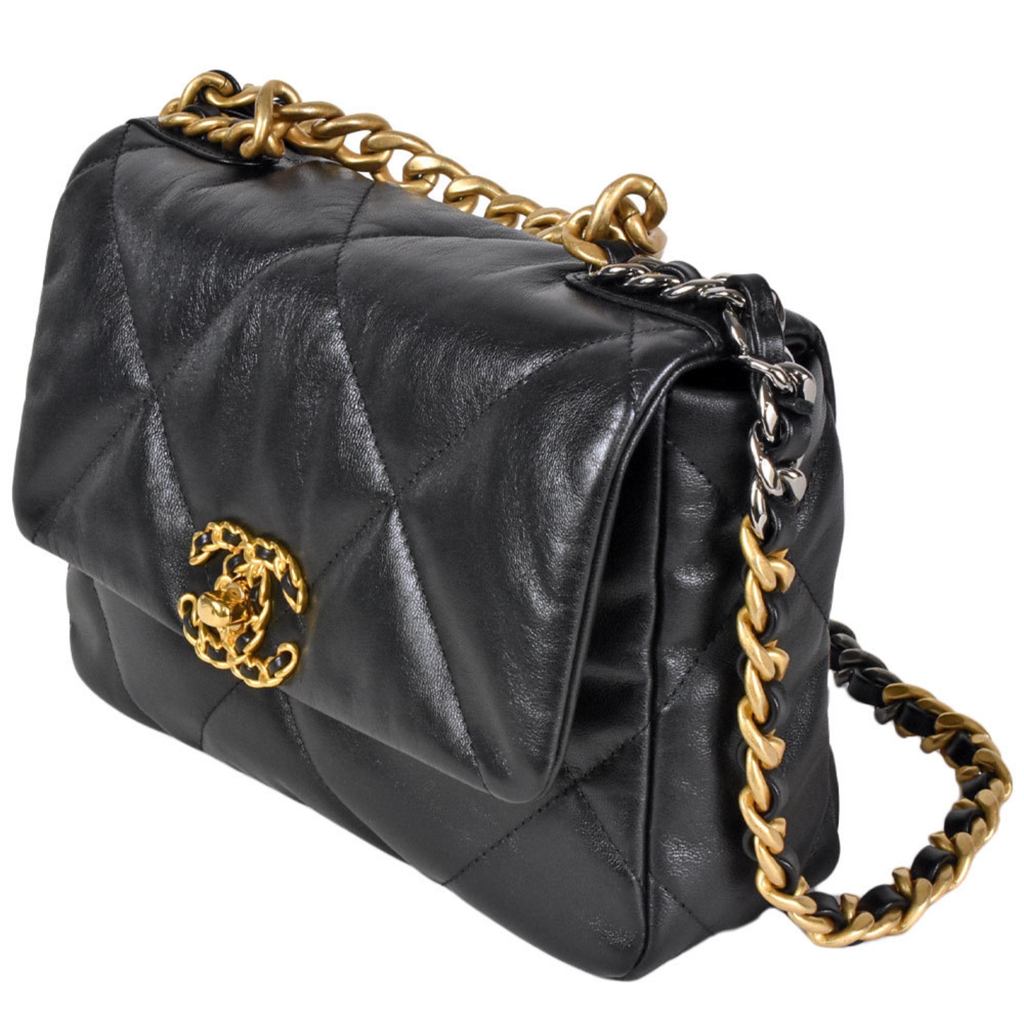 Chanel CHANEL 19 Handbag Shoulder Bag AS1160 Black Gold/