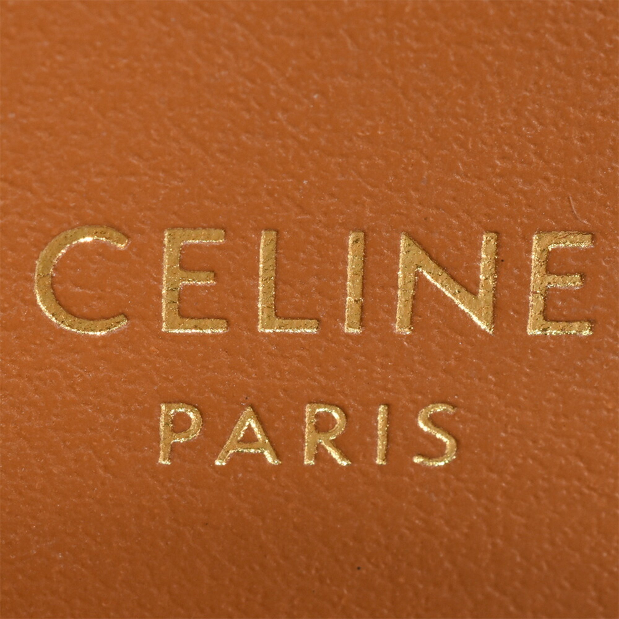 CELINE Triomphe Small Flap Wallet Tri-fold PVC Coated Canvas Leather Ivory Brown Women's