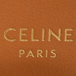 CELINE Triomphe Small Flap Wallet Tri-fold PVC Coated Canvas Leather Ivory Brown Women's