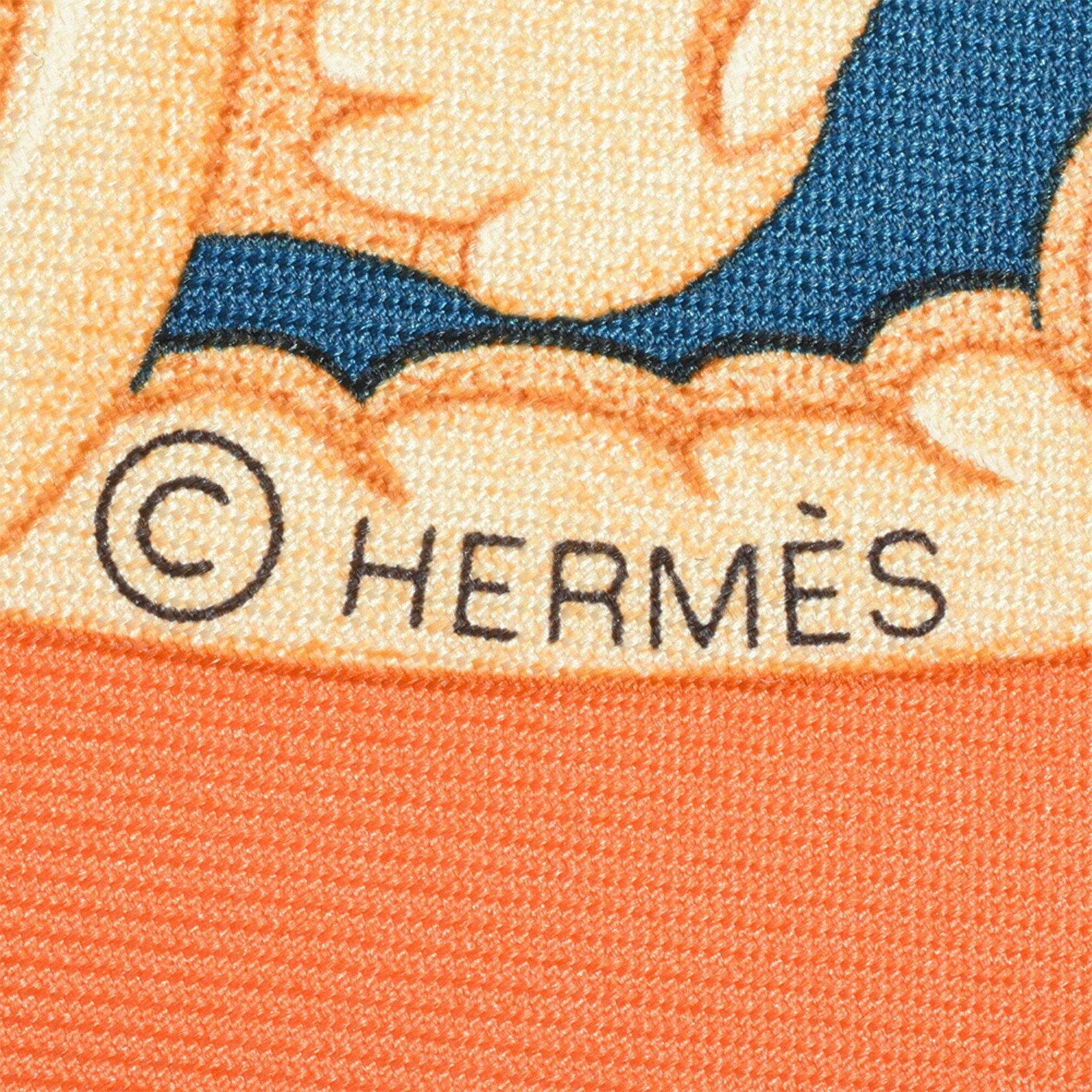 Hermes HERMES Carré 90 Samurai Armor Parures de Samourais Scarf Silk Corail Turquoise